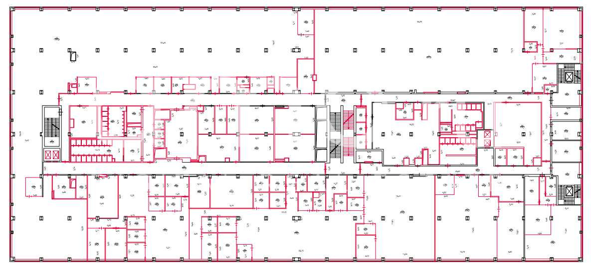 Планировка офиса 13.2-1464.4 м², 2 этаж, БЦ «РТС Обручева»